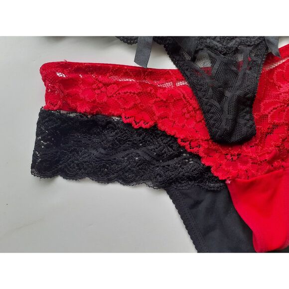 Lacey Thong Native Intimates Tracy Red Black Lot of 3 NWOT Size M-L - Picture 11 of 14